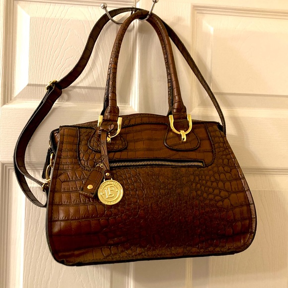 London Fog Croc embossed Faux Leather Satchel New - Picture 1 of 9